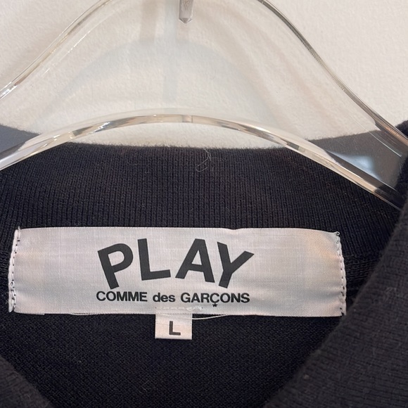 SOLD COMME DES GARCONS Black Classic Polo with heart patch at the chest. - Picture 2 of 4